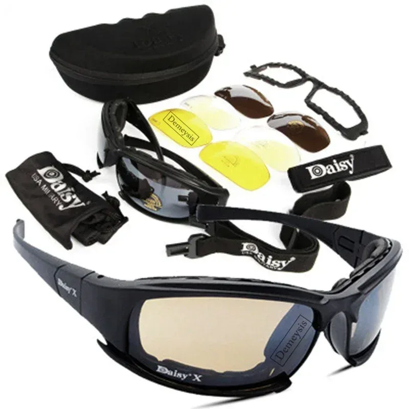 Daisy Taktische polarisierte Brille, Outdoor-Sportbrille, Sonnenbrille mit 4-Linse, Originalverpackung, Herren-Schießen, Wandern, Brillen, Gafas