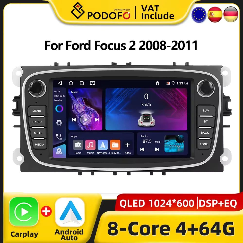 CarPlay Android Radio For Ford Focus 2 2008-2011 S-Max Mondeo Galaxy C-Max Car Multimedia Player GPS Stereo Intelligent System