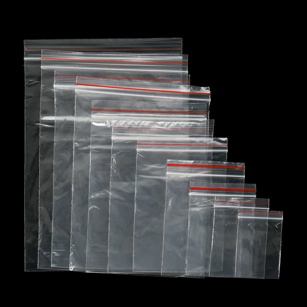 100 Stück transparente Plastiktüten mit Reißverschluss in mehreren Größen für Schmuck, Perlen, Armbänder, Aufbewahrung, Verpackungszubehör für kleine Unternehmen