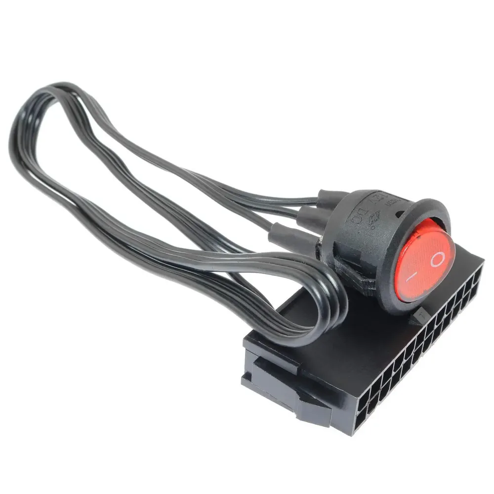 54 cm langes Kabel, Kupfer-Zinn-Draht, 24-polig, weiblich, ATX-Netzteil, PC-Netzteil, Starter-Tester, Start-Jumper mit EIN/AUS-Schalter