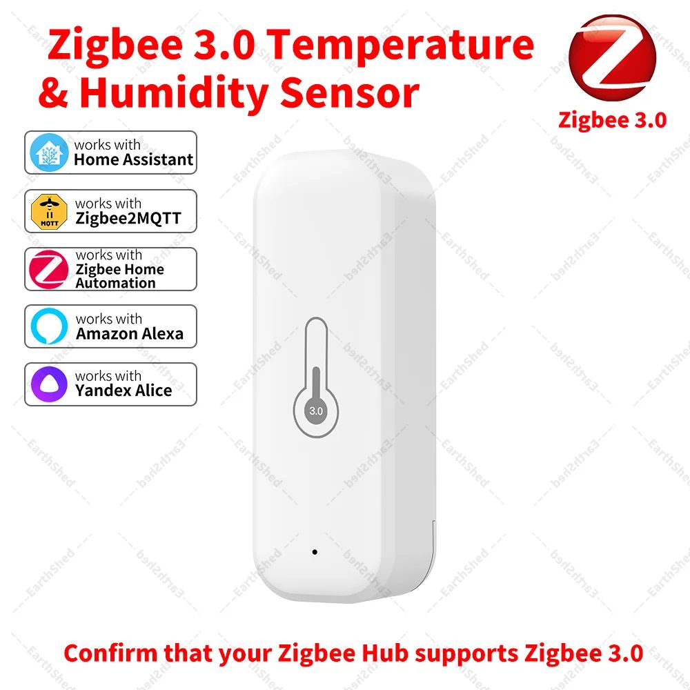 Zigbee 3.0 Temperatur- und Luftfeuchtigkeitssensor. Zigbee Hub erforderlich, funktioniert mit Home Assistant, Yandex, Alexa, ZHA, Zigbee2MQTT.