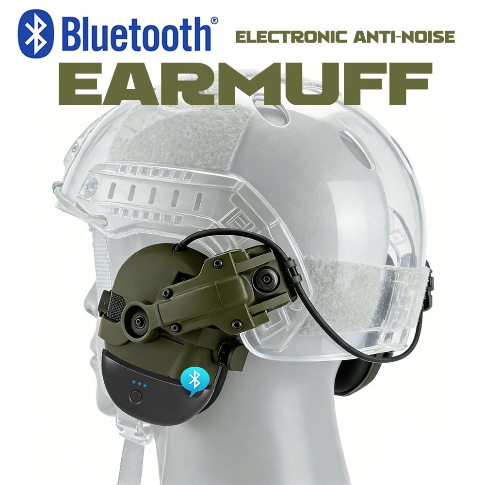 Taktisches elektronisches Anti-Lärm-Schieß-Headset mit Bluetooth-Adapter (optional), Gehörschutz für die Jagd