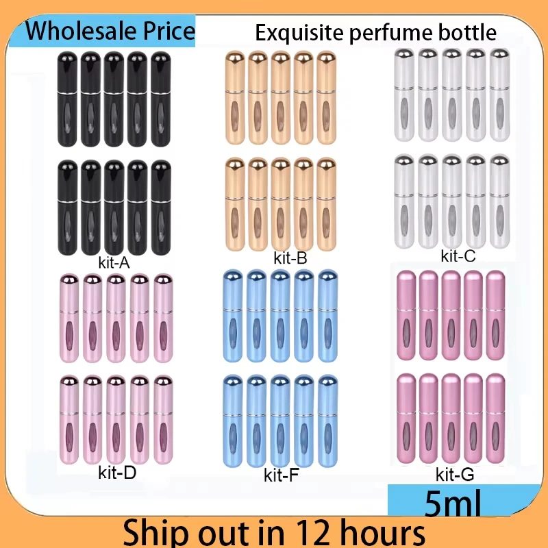 5ml tragbare, nachfüllbare Sprühflasche mit Kunststoffeinsatz, Parfümzerstäuber, Mini-Probenflasche für Kosmetik, Reise-Leerbehälter