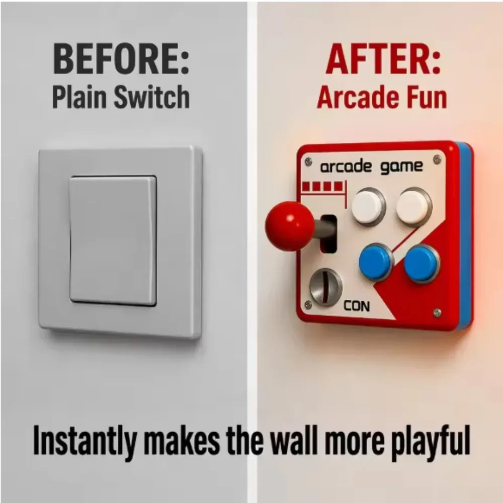 Retro Arcade Joystick Schalterplatten-Abdeckung, Bohrfreie 3D-Gedruckte Spielzimmer-Wanddekoration, Cooles Nostalgisches Geschenk für Gaming-Enthusiasten