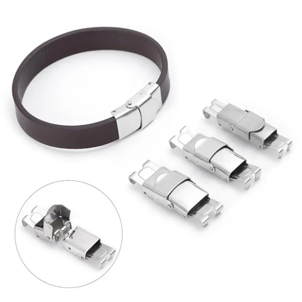 10 Stücke Edelstahl Verschluss Crimp Haken Leder Verschlüsse Verschluss Schnalle Für DIY Armband Schmuck Machen Anschlüsse Zubehör