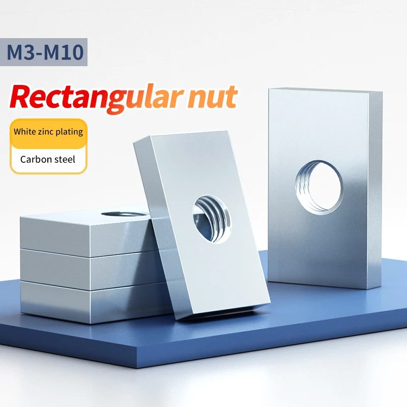 Kohlenstoffstahl Verzinkte Rechteckige Mutter Eisen Quadratisches Aluminiumprofil Schiebemutter Quadratmutter M3 M4 M5