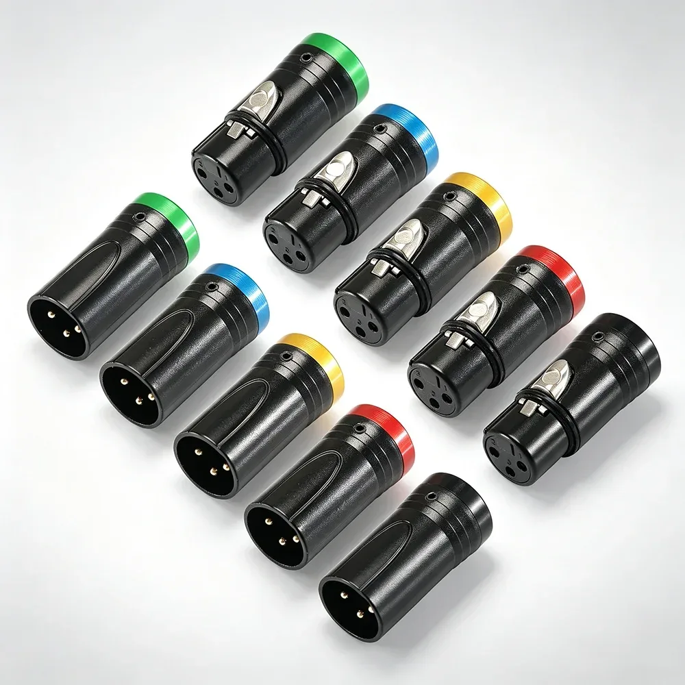 XLR Stecker-Buchse-Verbinder 90 Grad Rechtwinklig L-förmig Vergoldet 3-polig Verstellbarer DIY Audio-Stecker für Mikrofon Mischpult Patchkabel