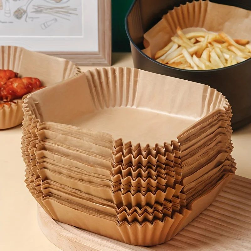 50 Packungen antihaftbeschichtetes Papier, liniert mit Heißluftfritteuse zum Backen und Mikrowellenherde, leicht zu reinigen und trennen für gesünderes Kochen