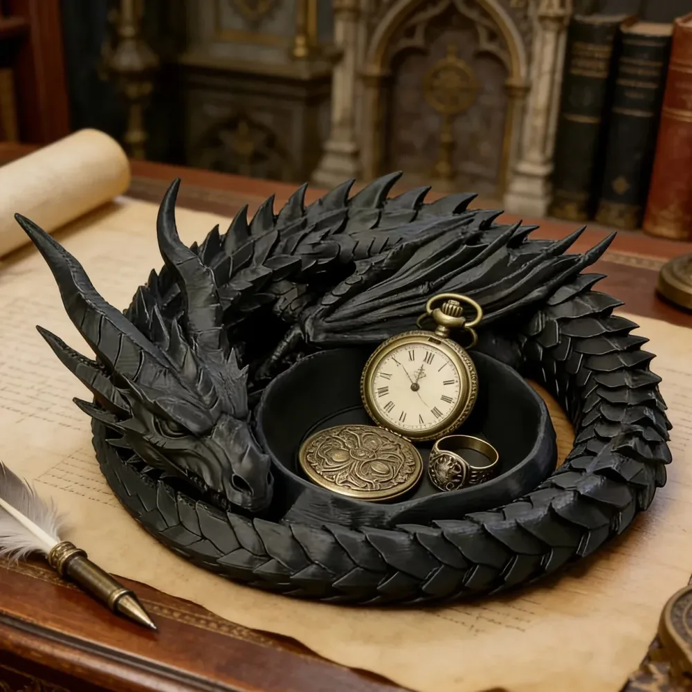 Black Dragon Multifunktionales Desktop-Aufbewahrungstablett, Desktop-Dekoration, Ornamente