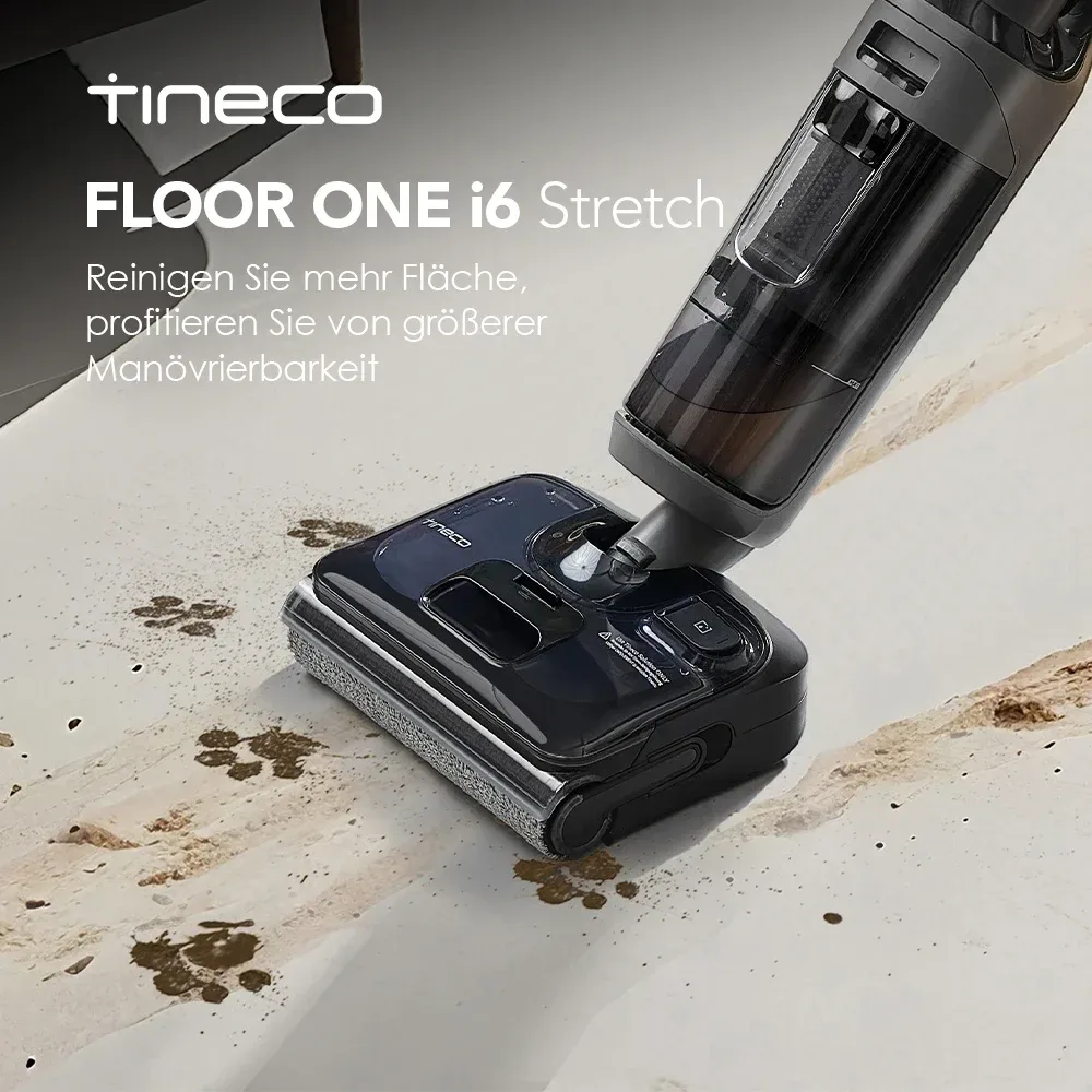Tineco Floor ONE i6 Stretch Nass Trockensauger, 180° Lay-Flat Nasssauger, 20kPa Saugkraft, 85?°C Heißluft-Trocknung, 40 Min Laufzeit, Beidseitige Reinigung, Anti-Tangle staubsauger für Tierhaare