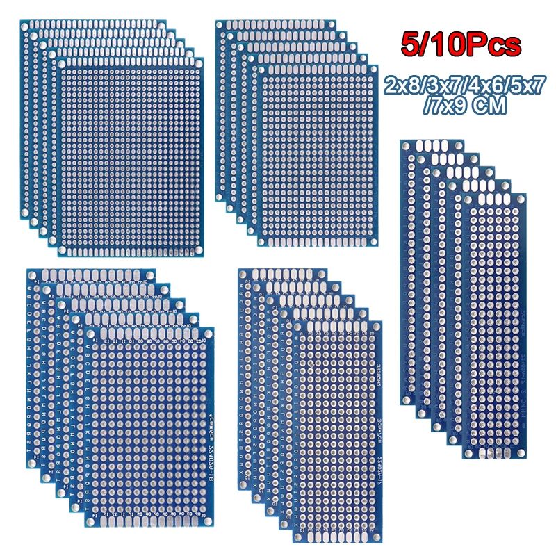 5/10PCS PCB Board Prototyp Board Blau 2x8/3x7/4x6/5x7/7x9cm Doppelseitige Leiterplatten Für DIY Löten Projekt