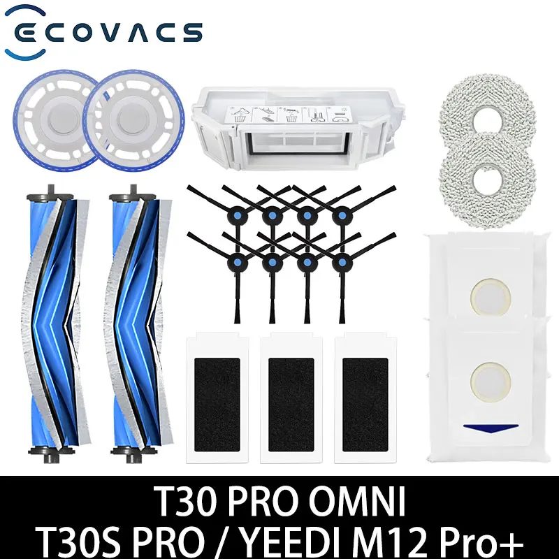 Passend für Ecovacs T30 Pro Omni / T30 OMNI, YEEDI M12 ULTRA PLUS / M12 Pro+ Teile Hauptwalze Seitenbürste Filter Staubbeutel Mopptuch