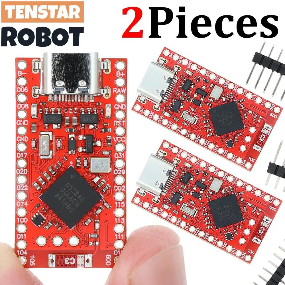 TENSTAR 2 Stück NRF52840 Entwicklungsboard kompatibel mit Nice!Nano V2.0 Bluetooth Split Keyboard Pro Micro Red Board