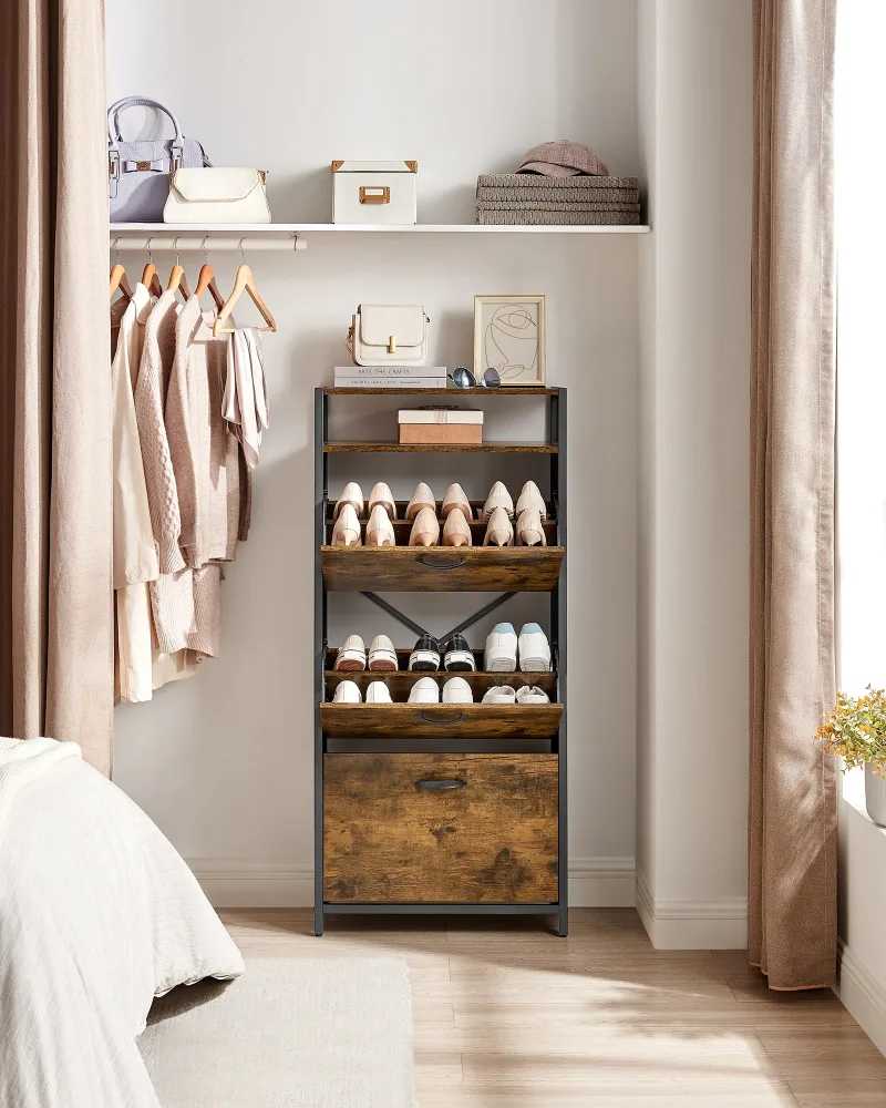 VASAGLE Schuhschrank Schuhrgal Schuhablage mit vielem Stauraum 60x30x130cm/60x30x95cm/80x30x130cm