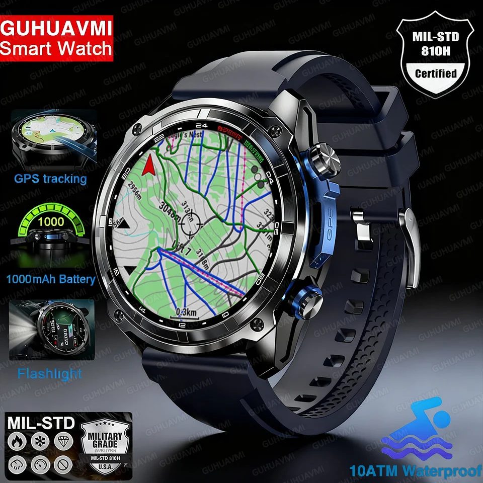 2026 männer GPS Neue Offline Karte Smart Uhr 10ATM Wasserdicht 4 GB Route Navigation Uhr 1000 mAh Batterie im freien Militär Uhren