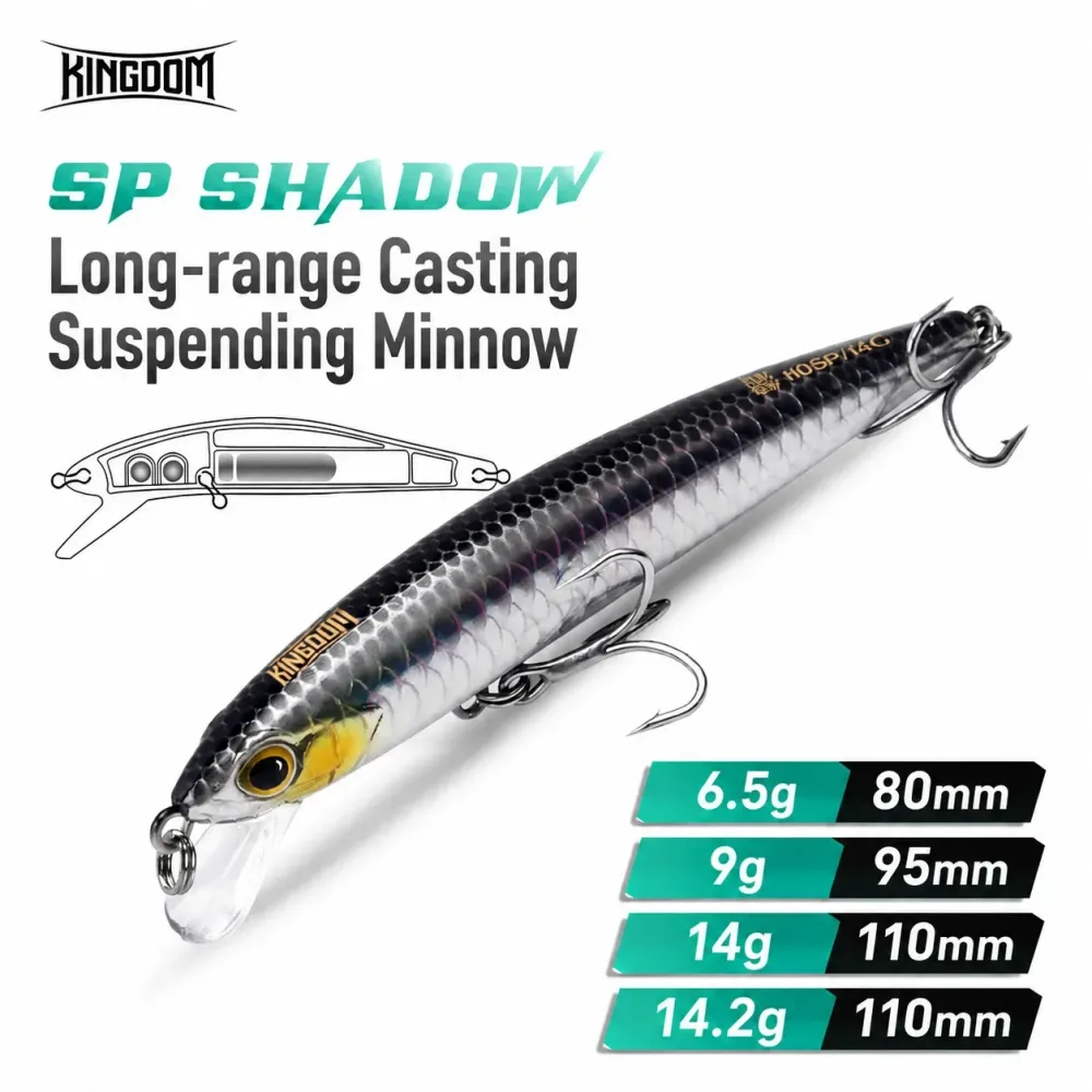 Kingdom Suspending Angelköder Minnow Bait 80mm 95mm 110mm Jerkbait Wobbler Swimbait Harter Kunstköder für Hecht Seebarsch
