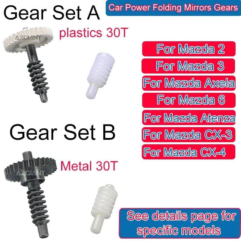 Azgiant Auto-Elektrische Klappspiegel-Getriebeset Reparaturkit für Mazda 2/3/6 Axela/Atenza CX-3/CX-4 Innenraum-Ersatzteile