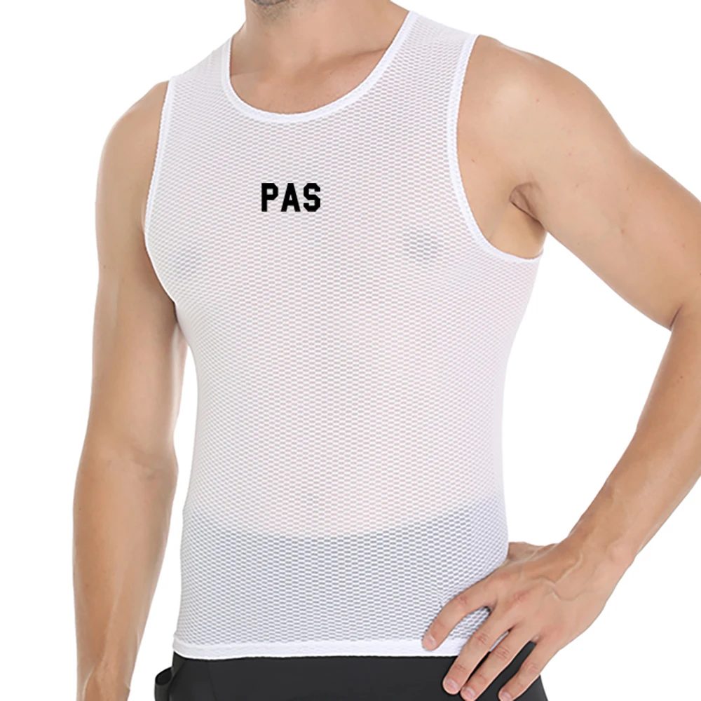 Herren Radsport-Baselayer Ärmellos PAS Pro Fahrrad-Unterwäsche MTB Rennrad Unterhemd Atmungsaktives Mesh Schnelltrocknendes Radtrikot