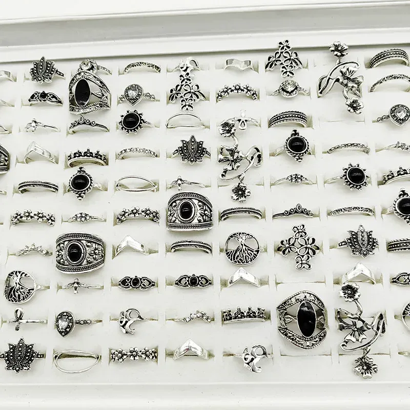 30 teil/los Großhandel Fabrik Vintage Shell Geschnitzte Blatt Finger Ringe Für Frauen Schwarz Emaille Große Blume Stern Mond Party Schmuck geschenk