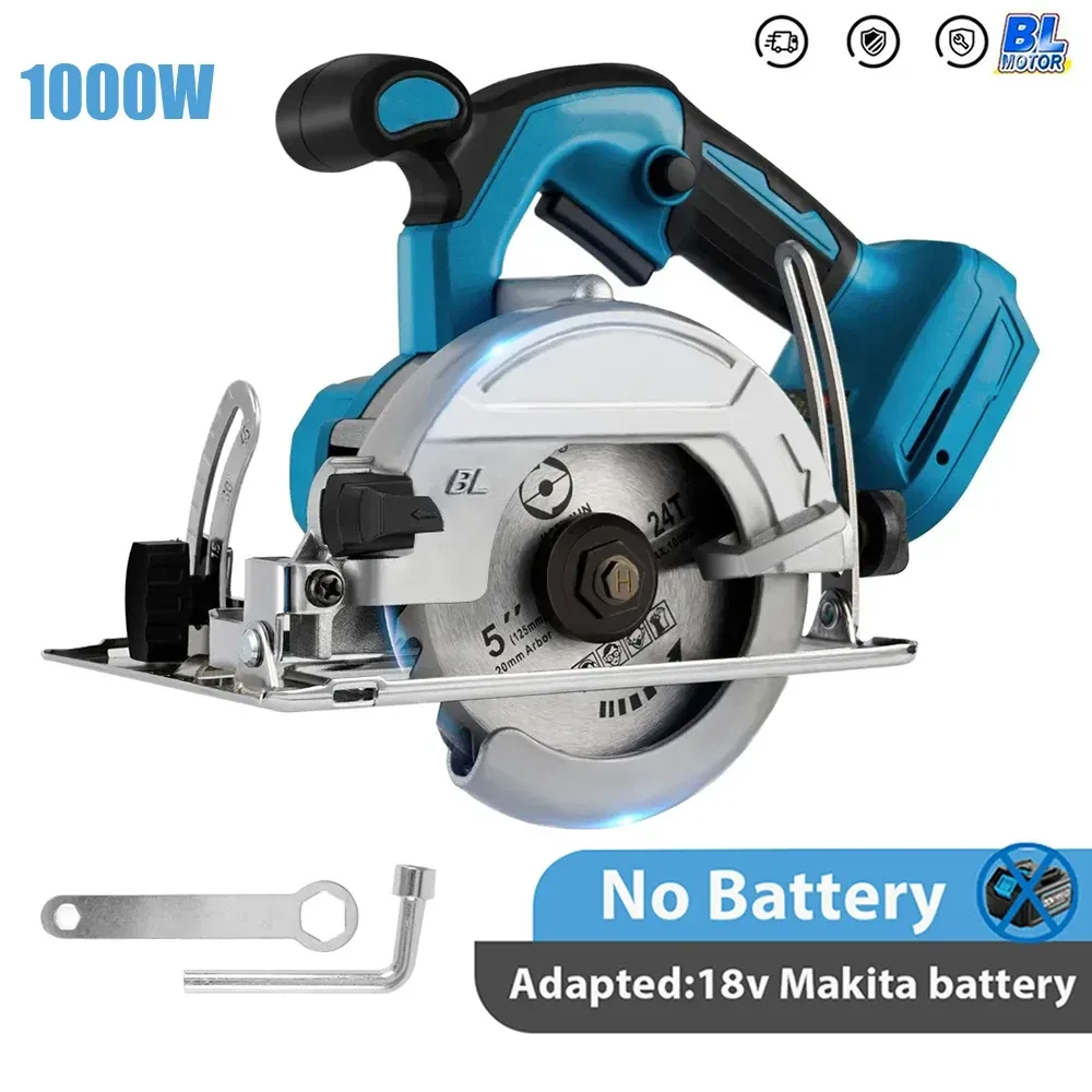 Kreissäge 5-Zoll bürstenlose elektrische Kreissäge ? Für Makita 21V Akku ? Kabelloses 1000-W-Handgerät für Holzbearbeitungssägen ?