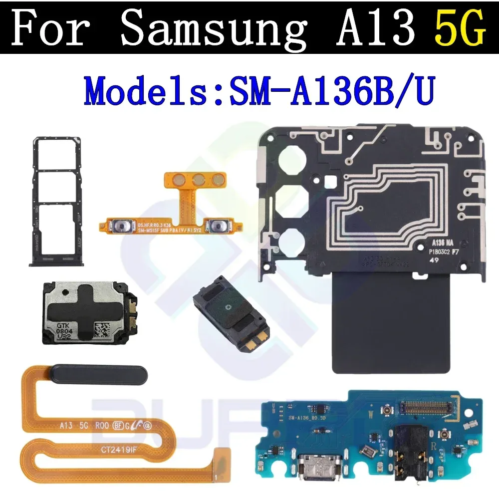 Top Ear Lautsprecher SIM-Karten fach Ladeans chluss platine für Samsung A13 5G A136B/U Finger abdrucks ensor Signal Lautstärke Flex kabel