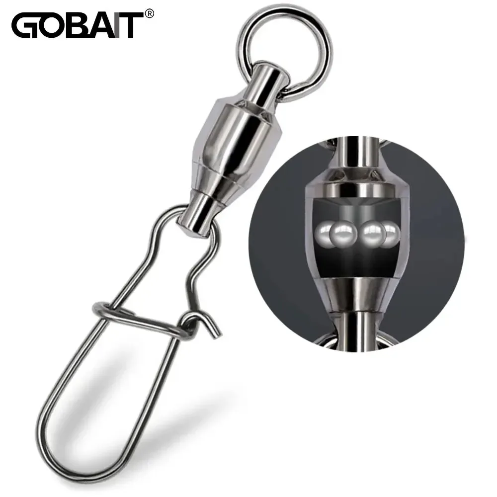 GOBAIT 20PCS Swivel Snap Connector Pin Kugellager Roll Ring Schnalle Kit Pesca Locken Linie Verbinden Cross Lock Angeln werkzeuge