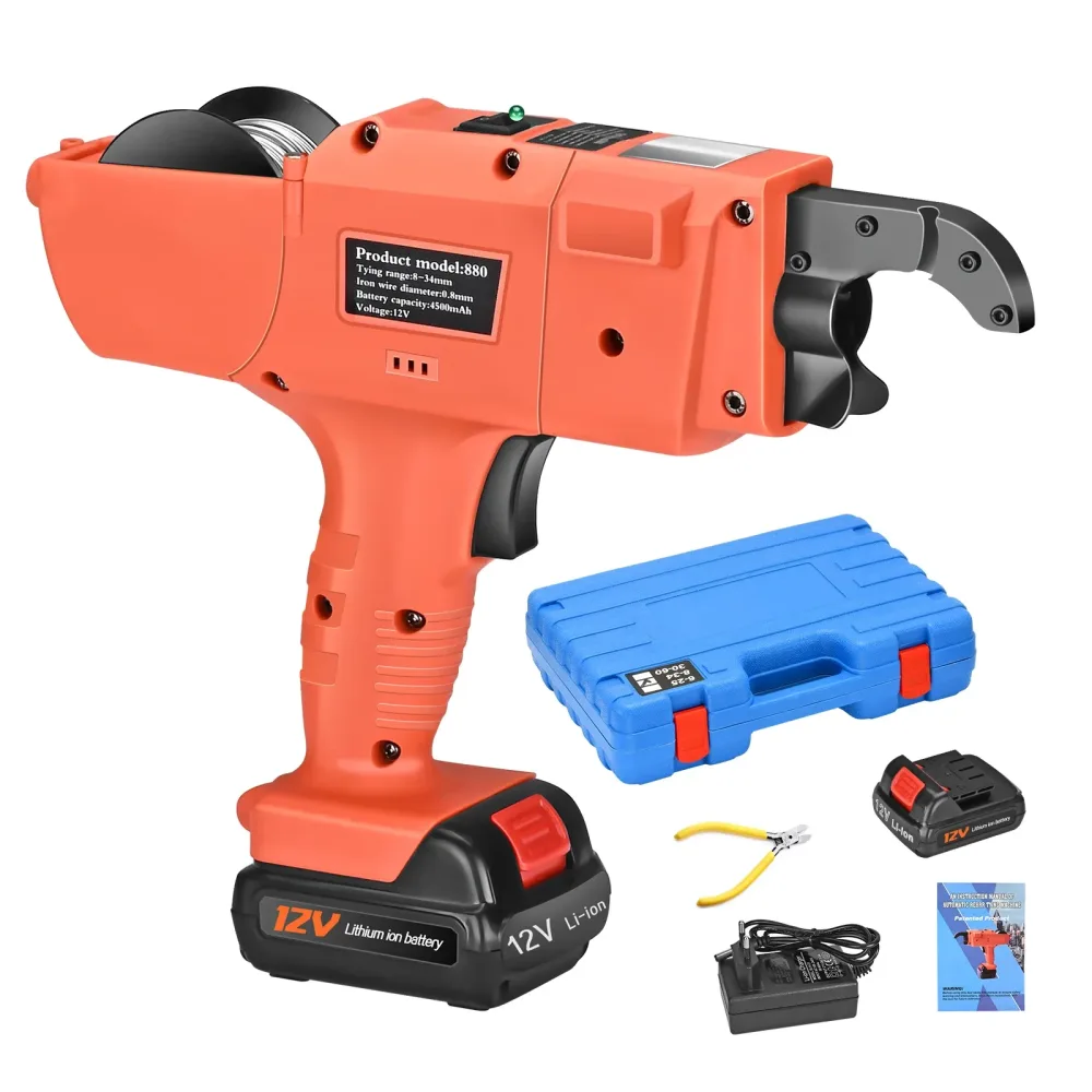 8mm-34mm Automatische Bewehrungsbindemaschine mit 5 Spulen, 12V 4500mAh Elektrische Handgehaltene Bewehrungsbindemaschine, Drahtzange Werkzeugset mit Batterien