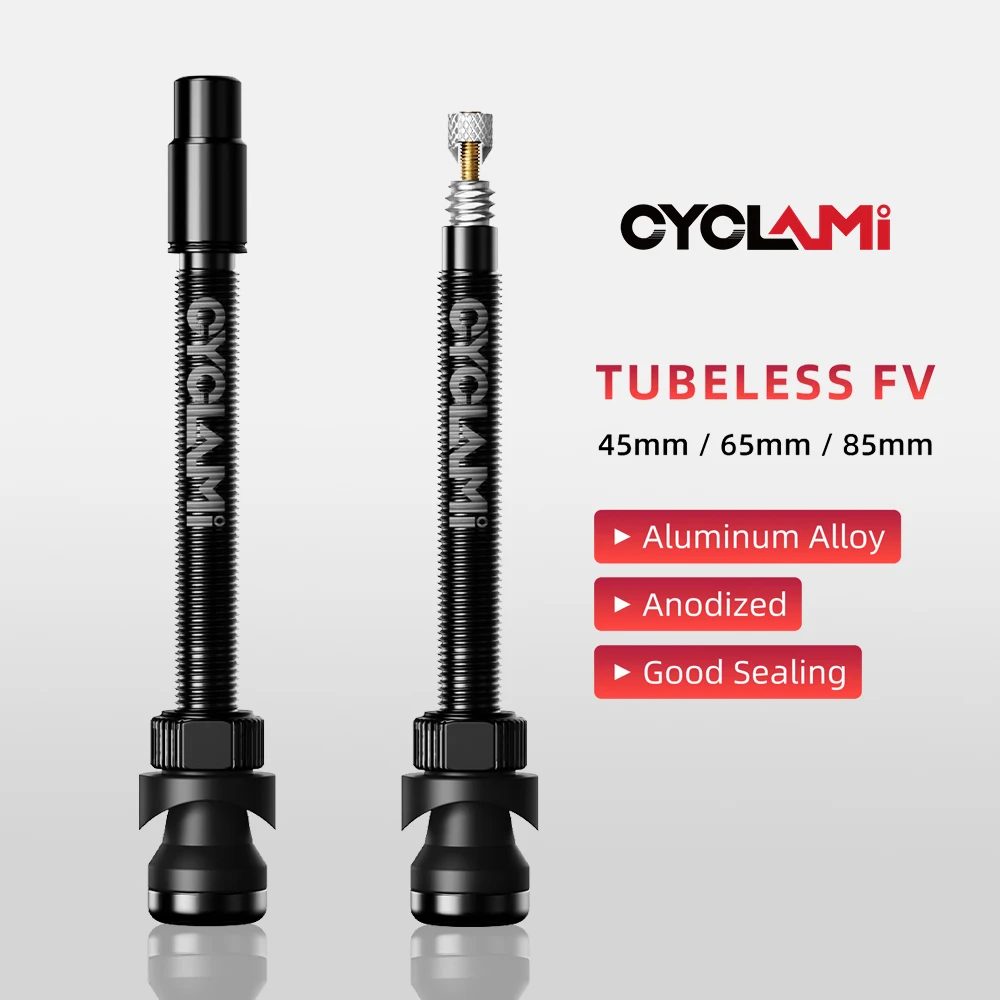 CYCLAMI 45 65 85 mm Tubeless-Ventile Fahrrad-Presta-Nippel aus Aluminiumlegierung, abnehmbares Kernluftventil für Rennrad, MTB, Mountainbike
