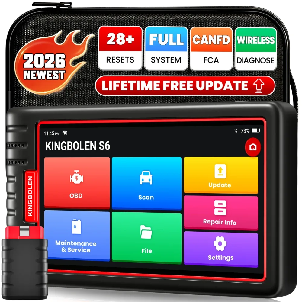 KINGBOLEN S6 Auto-Diagnosegerät CAN FD Vollsystem OBD2-Scanner mit 28 Reset-Funktionen, Automatischer VIN-Scan, Kostenlose Online-Aktualisierung