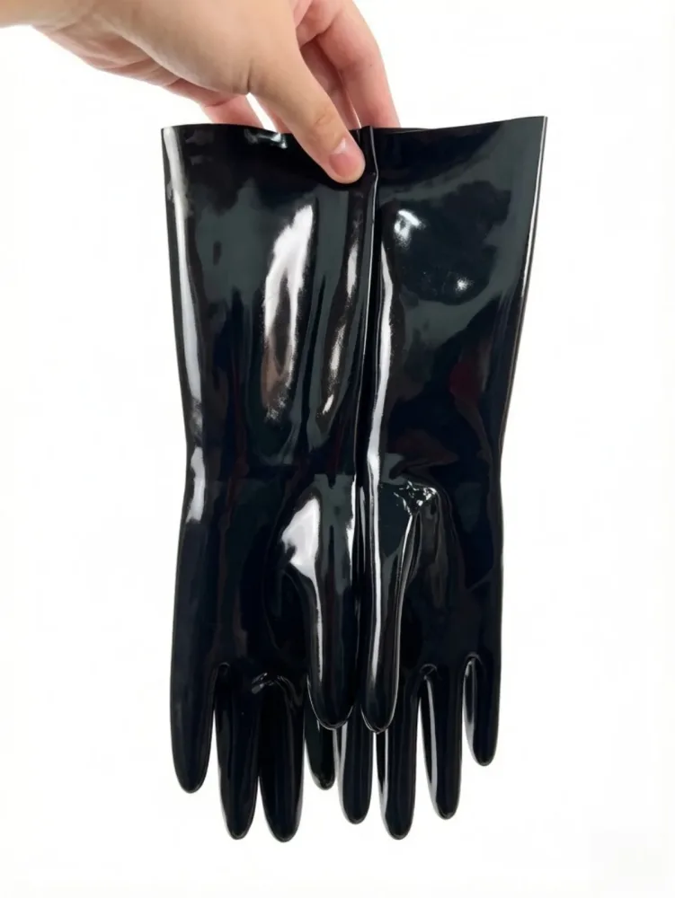 Schwarze Hochglanz-Kurzhandschuhe Bühnen-Performance-Accessoires