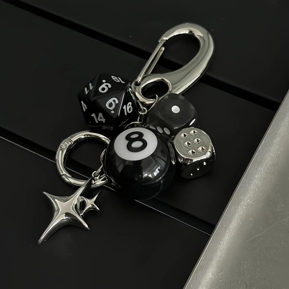 Sternwürfel schwarz acht Kugel Anhänger Taschenanhänger handgemachte Diy Anhänger Ornamente geeignet für Auto Schlüsselanhänger Dekorationen coolen Stil