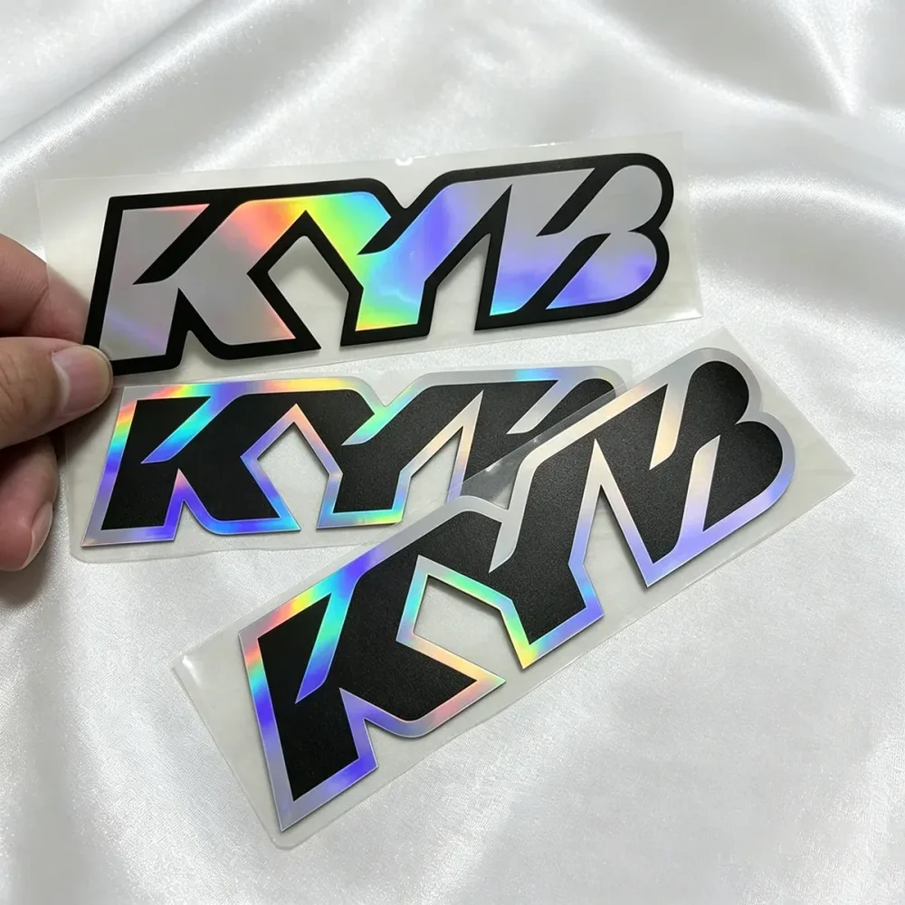 Ein Paar Laser KYB Logo Motorrad-Vordergabel-Aufkleber, wasserdichte, reflektierende Aufkleber für YAMAHA HONDA Suzuki Kawasaki KTM