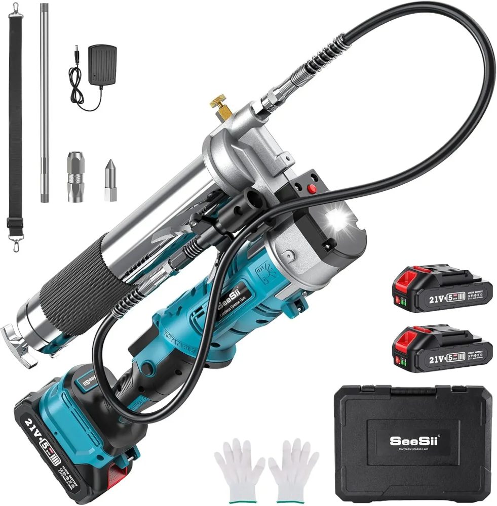 Seesii Elektrische Fettpresse 12000 PSI 5,3 oz/min Injektor-Fettmaschine Fettpistolen Ölwerkzeug Hardware für Makita 18V Akku