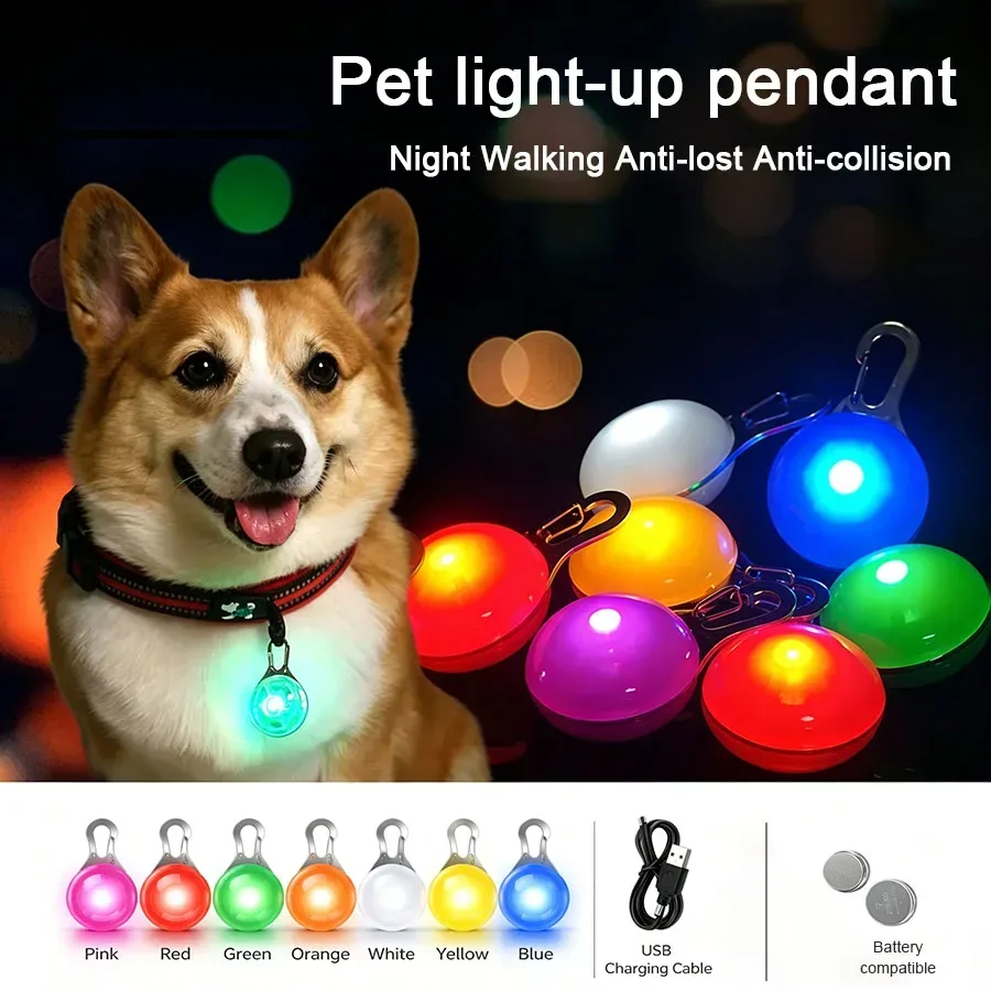 Wiederaufladbarer USB-LED-Hundehalsbandanhänger, leuchtendes Blitzlicht für Welpen, Leinen-Accessoire, Dekoration, Hundehalskette