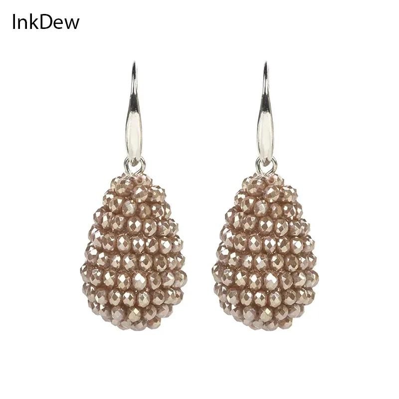 INKDEW Lange Tropfen Ohrringe Perlen Mehrfarbig Handgemachte Threading Kristall Große Ohrringe für Frauen Geschenk ohrringe Schmuck boho EA005
