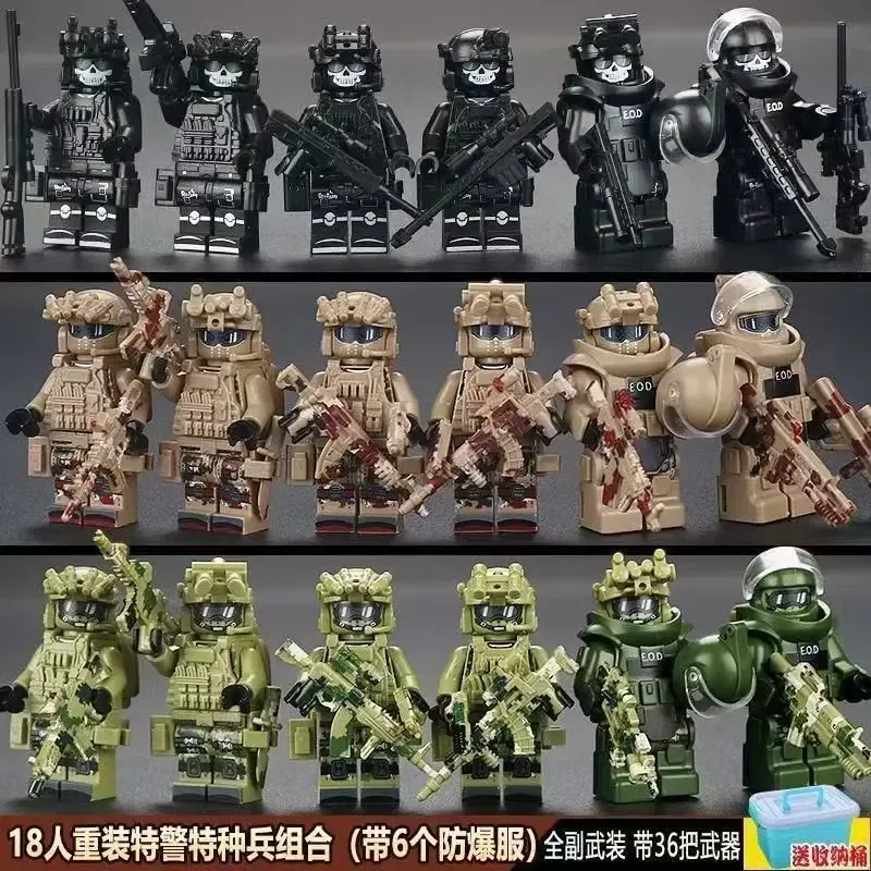 Militärfiguren der Spezialeinheiten, Ghost-Swat-Soldaten, die Bausteine zusammenbauen, explosionsgeschützte Polizei-Bausteine, Ghost-Swat