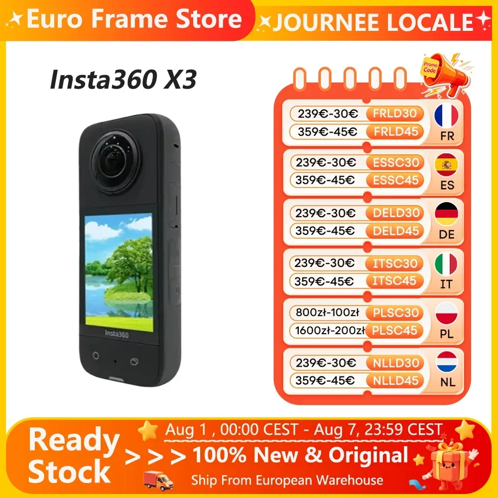 Insta360 X3 ? robuste Action-Kamera mit 1/2-Zoll-48MP-Sensoren, 5.7K Active HDR-Video, 72MP-Foto, 4K-Einzelobjektiv Insta360 X3 Kamera
