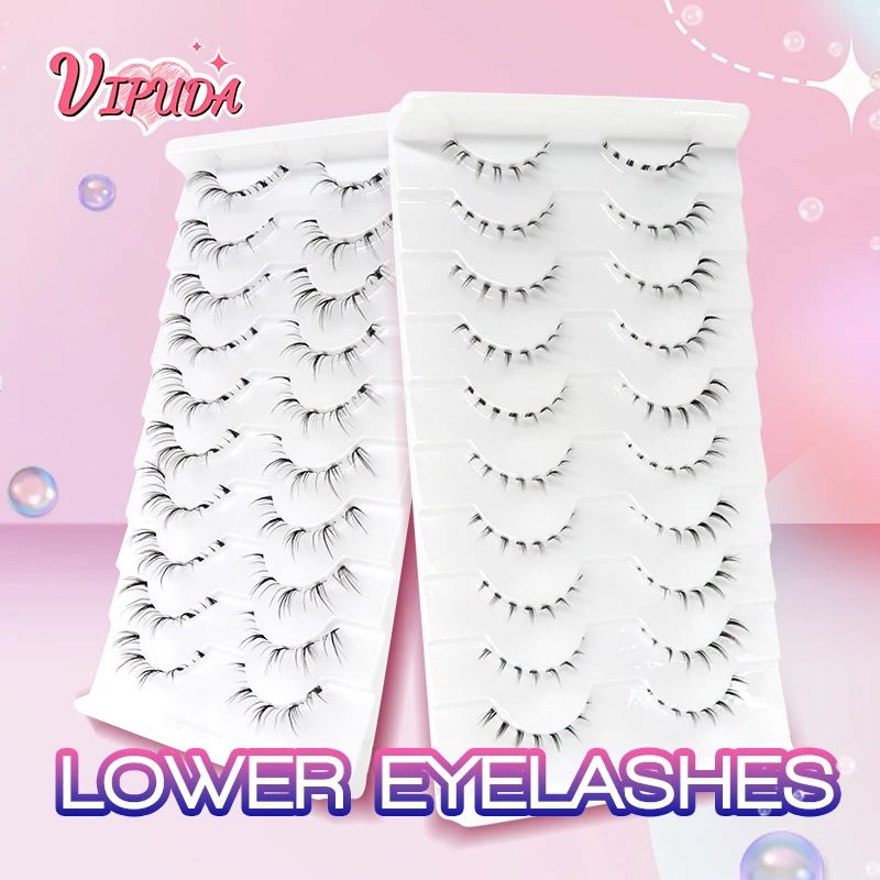 10Pairs Untere Wimpern Manga Untere Wimpern Klar Band Wispy Kleine Flamme Unter Wimpern Koreanische Make-Up Cosplay Werkzeuge