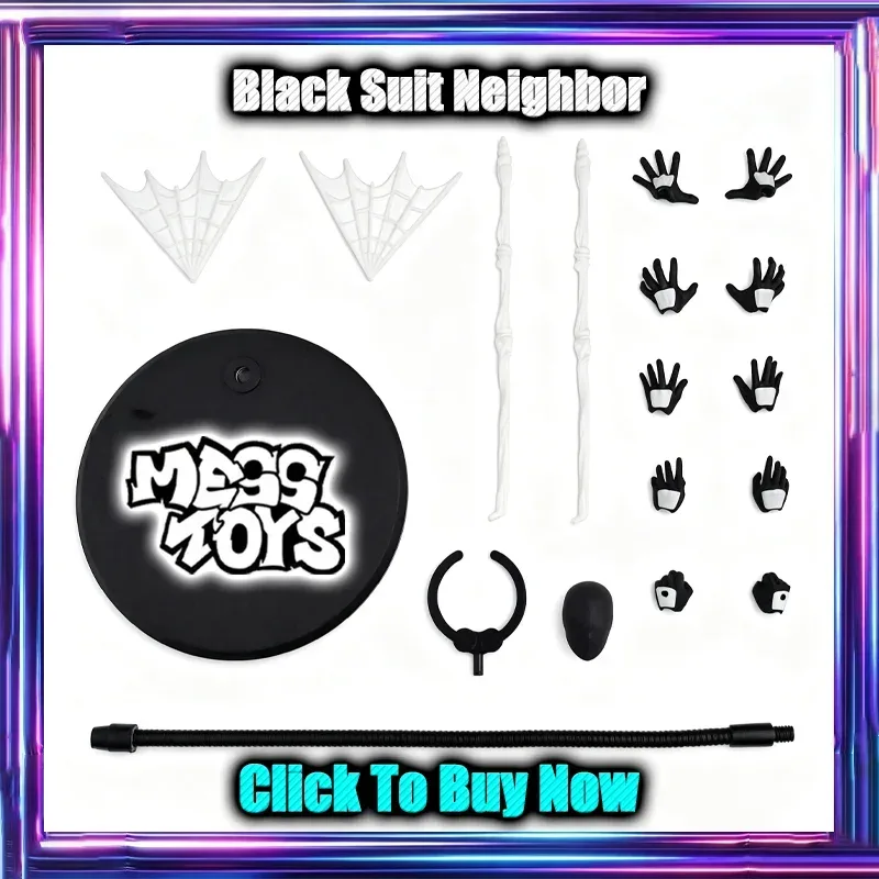 Auf Lager: Mess Toys Schwarzer Anzug Nachbar Messtoys Filmzubehör-Set Symbiote Anime Actionfigur Figurine Modell Geschenk Kinderspielzeug