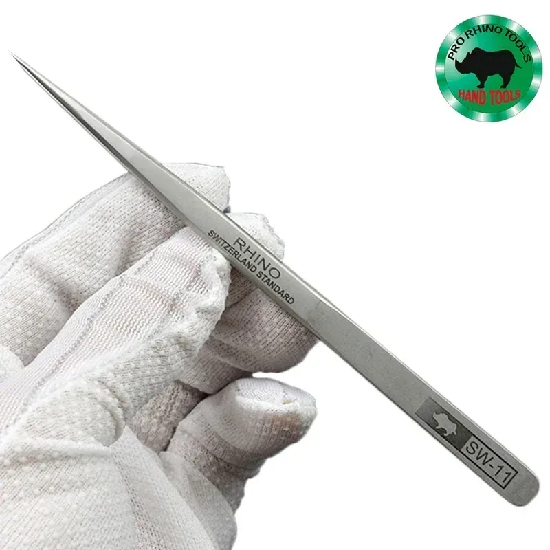 Langlebige japanische RHINO RH-Pinzette, scharf, hart, hohe Präzision, für die Reparatur von Uhren und Telefonen