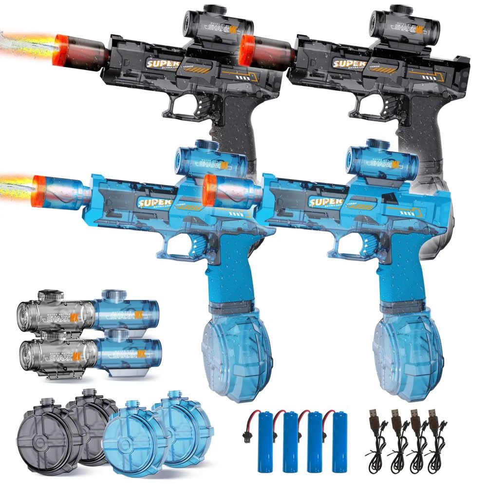 Elektrische Wasserpistole für Kinder und Erwachsene, automatische Spritzpistole mit Licht, auslaufsichere, wiederaufladbare Wasserpistole für Pool und Strand.