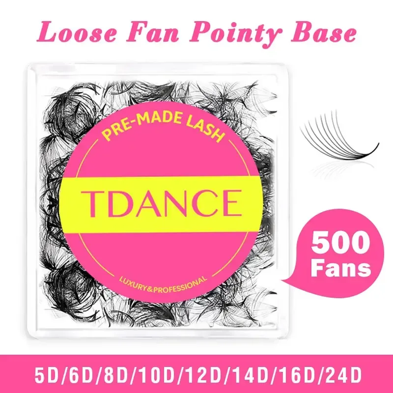TDANCE 500 Fächer Lose Fächerwimpern Wimpernverlängerung 5D 6D 8D 10D Spitze Basis Vorgefertigter mittlerer Stiel Scharfe dünne russische Volumenwimpern