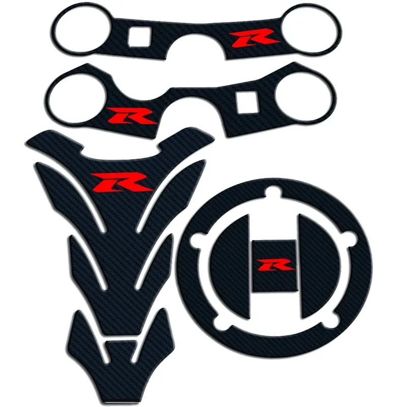 Carbon Tankdeckel Aufkleber Tank Pad Gabel Triple Tree Obere Klemme Aufkleber Für Suzuki GSXR GSX-R 600 750 1000 K3 K4 K5 K6 K7 K8 K9 L17