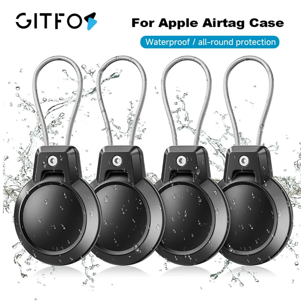 GITFOS Airtag-Halter für Apple Airtag-Hülle mit Drahtkabel, wasserdichte Airtags-Schlüsselanhänger-Schutzhülle für Gepäck, Rucksack