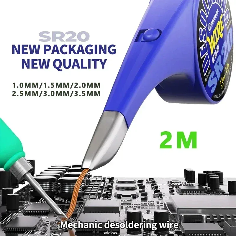 Mechaniker SR20 Entlötgeflecht Schweißlötentferner Docht 1/1,5/2/2,5/3/3,5 mm Präzises Sauggeflecht für die BGA-Schweißreparatur