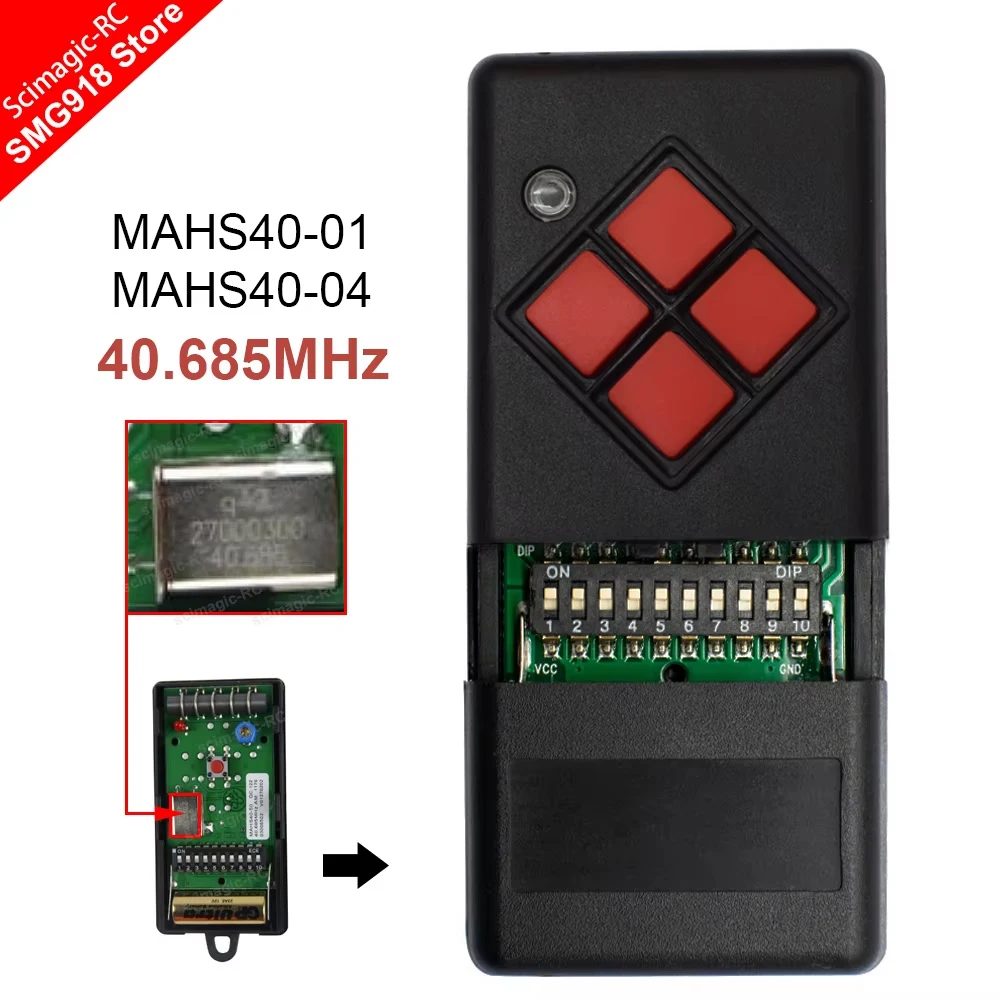Handsender MAHS40-01 MAHS40-04 40,685 MHz Garagentor-Fernbedienung, kompatibel mit Red Key 40 MHz