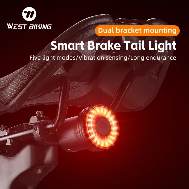 WEST RADFAHREN Fahrrad Rücklicht Smart Sensing MTB Rennrad Rücklicht IPX6 Wasserdicht Typ-C Lade Rücklicht Radfahren zubehör