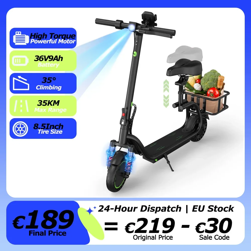 JUICEASE R20PRO Elektrofahrrad Hochleistungsmotor 36V9AH Hochkapazitätsbatterie 35KM Reichweite 30 °   Kletterfahrrad mit Korb 8,5 Zoll Dual-Bremssystem E-Bike