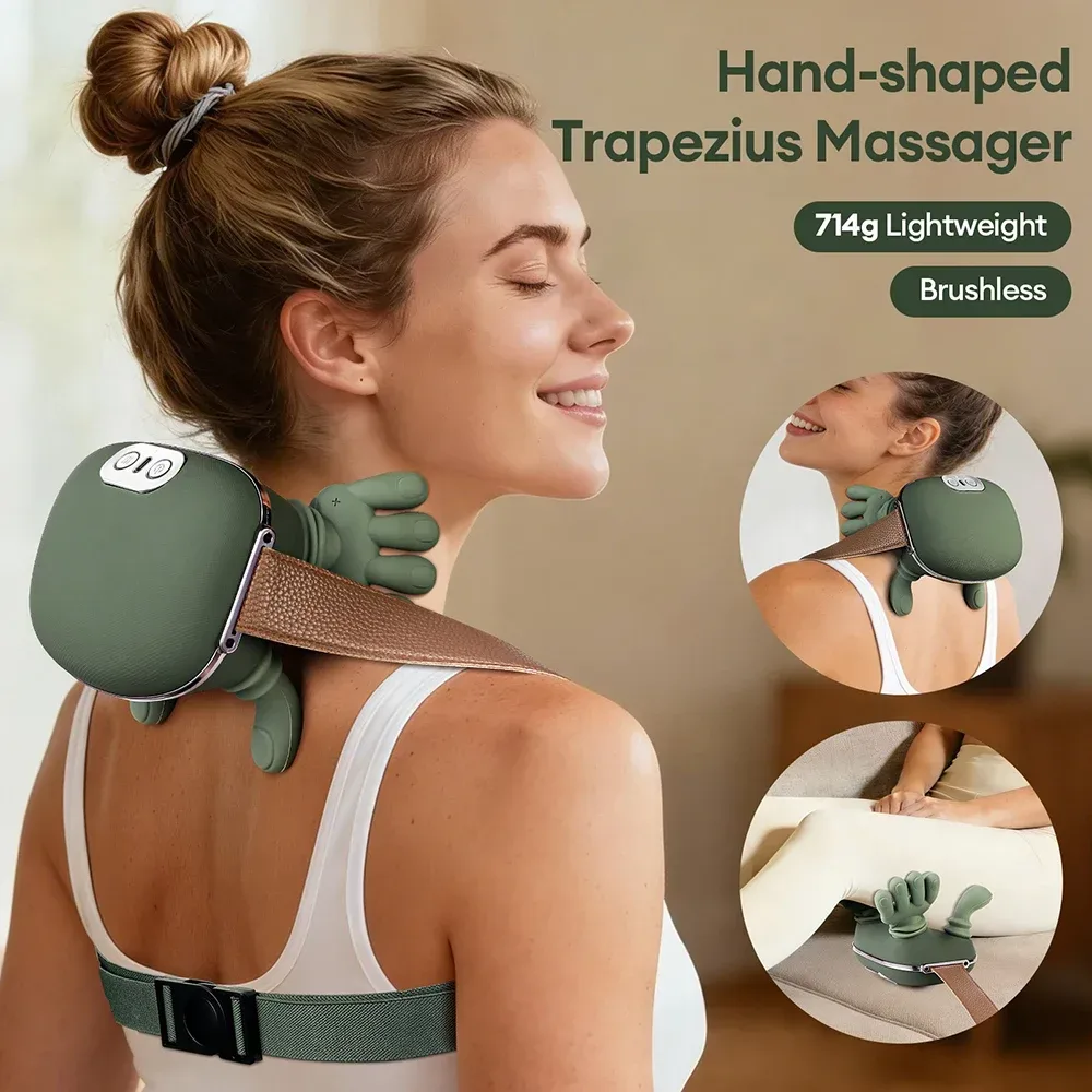 4D Bionischer Finger-Nacken-Schulter-Massagegerät Kabelloser Knetmassage-Schal Bürstenloser Motor Halswirbelsäulen- und Trapezius-Massagegerät