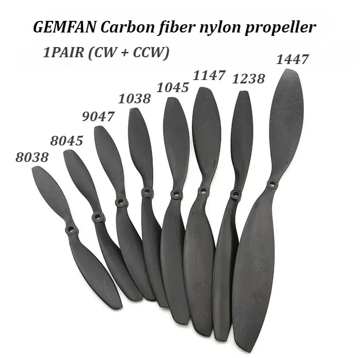 1 Paar Gemfan Carbon Fiber Nylon CW CCW PROP 8038 8045 9047 1045 1147 1238 1447 Propeller für RC Starrflügelflugzeugmodell